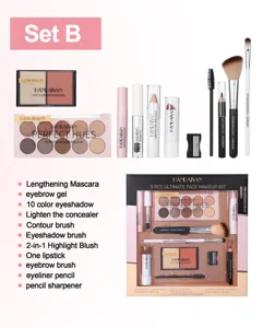 HANDAIYAN 11 piece makeup gift set featuring eyeshadow, mascara, lipstick, and brushes.