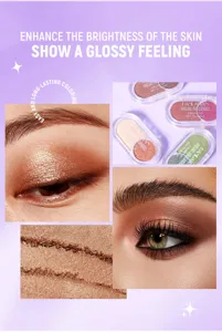 Dual-color eyeshadow palette with metallic shimmery finish for stunning eye makeup looks.