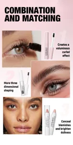 HANDAIYAN makeup set with mascara, brow gel and concealer for voluminous and defined look.