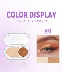 Dual color eyeshadow palette with shimmer metallic finish, highly pigmented sparkle eye makeup.