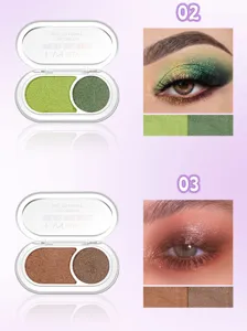 HANDAIYAN dual-color eyeshadow palette featuring metallic shimmer shades 02 and 03.