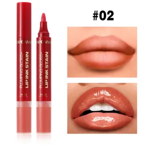Détail du gloss et de l'huile à lèvres double embout Handaiyan montrant la nuance 02.