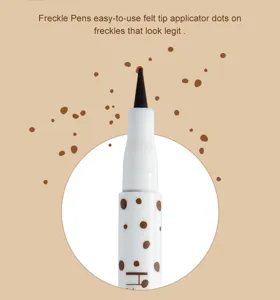 Detailed view of the waterproof freckle pen with precision felt tip for natural fake freckles look.