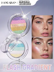 Handaiyan five color highlighter eyeshadow palette shimmer glitter makeup sparkling glow.