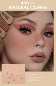 Detailed close-up view of freckle pen makeup effect, natural coffee shade #NO-02, smooth.