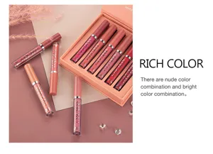 HANDAIYAN 6pcs Matte Liquid Lipstick Set Waterproof Long Lasting Lip Gloss Detail View