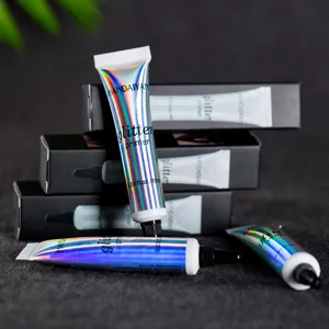 Glitter primer detail shot, highlighting smooth texture and sparkling cosmetic product finish.