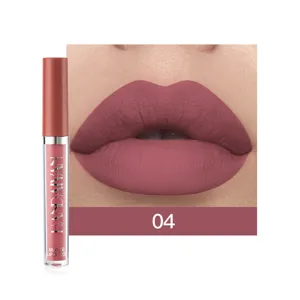 Matte liquid lip gloss detail view, smooth texture and long lasting wear for daily makeup.