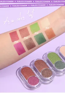 Dual-color eyeshadow palette with metallic shimmer and luster for stunning eye makeup looks.