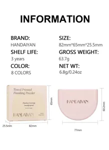 HANDAIYAN tinted pressed finishing powder product details with exact size dimensions and weight info.