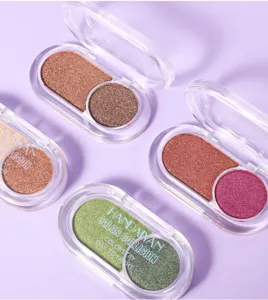 Double color eyeshadow palette with metallic shimmer finish for stunning eye makeup look