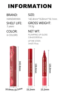 HANDAIYAN gloss à lèvres double embout et encre à lèvres liquide spécification de taille