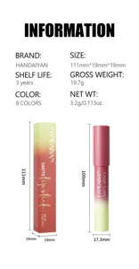 HANDAIYAN wasserfester, matter Lippenstift mit Box, 8 Farben für perfektes Make-up.