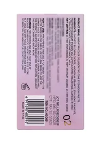 Handaiyan two-tone eyeshadow palette product packaging back view showing ingredients details.