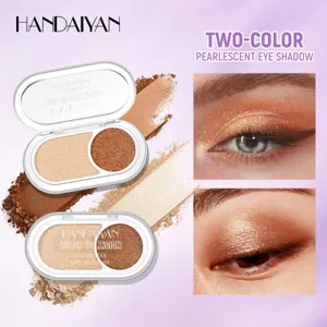 Handaiyan Two Tone Eyeshadow Palette Metallic Shimmer Glitter Powder Long Lasting Ins Style Eye Makeup Cosmetic