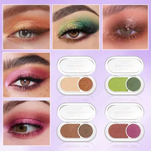 HANDAIYAN Two-Color Eyeshadow Palette Metallic Shimmer Eye Makeup Cosmetics Set Hot