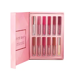 HANDAIYAN Professional Mat Υγρό Κραγιόν 12 Χρώματα Σετ Αδιάβροχο Lip Gloss Δώρο Κουτί