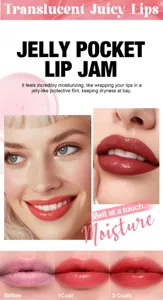 Gloss à lèvres translucide et hydratant avec effet miroir gélifié pour des lèvres pulpeuses.