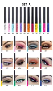 Handaiyan 12 Colors Waterproof Liquid Eyeliner Set Colorful Eye Makeup Detail View