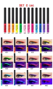 Colorful UV liquid eyeliner set 12 colors waterproof long lasting eye makeup #31-#42