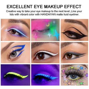 Handaiyan waterproof colorful liquid eyeliner set, matte and UV neon fast drying eye makeup pen.