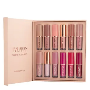 Set de 12 brillants à lèvres mats imperméables perles HANDAIYAN, rouge à lèvres longue durée.