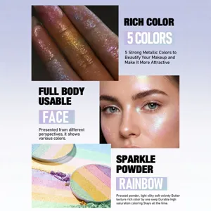 5-Color Chameleon Eyeshadow Highlighter Shimmer Metallics Makeup Palette For Face And Body.