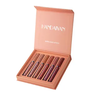 HANDAIYAN 6-Piece Matte Liquid Lipstick Set Long Lasting Waterproof Nude Lip Gloss Makeup Gift Box