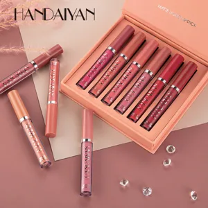 HANDAIYAN Matte Liquid Lipstick Set 6 Pcs Long Lasting Waterproof Lip Gloss Makeup Gift Box