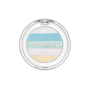 Five-color shimmer highlighter eyeshadow palette with bright glitter shades for makeup looks.