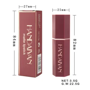 HANDAIYAN matte lipstick set with hexagonal tube and box packaging, 3.5g net weight.