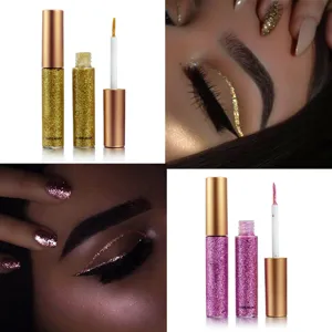 Detailed view of sparkle glitter liquid eyeliner, radiant shimmering finish for bold eye makeup.
