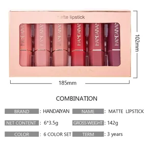 Matte lipstick set 6 colors waterproof long lasting makeup gift box cosmetic beauty