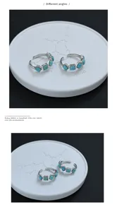 Vintage ethnic style turquoise square open ring for women, unique chic jewelry accessory.