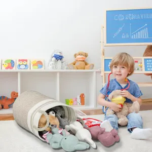 Nordic woven cotton rope laundry basket storage bucket for toys and daily sundries organization.