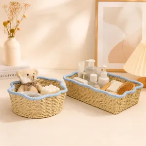 Noordse desktop geweven opbergmand handgemaakte decoratieve cosmetica organisator.