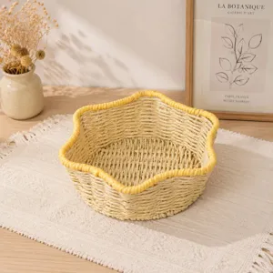 Handgemaakt Geweven Opbergmand Stervormige Desktop Organizer voor kleine Cosmetica