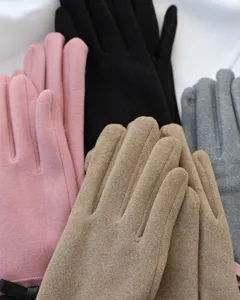 Women touch screen fleece lined gloves winter warm faux suede driving gloves multi-color
