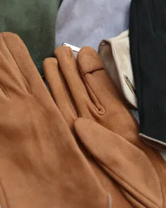 Faux suede fleece lined warm gloves winter touch screen driving commuting gloves