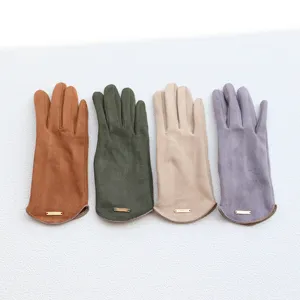 Faux suede winter warm gloves for women, fleece lined windproof driving and commuting gloves.