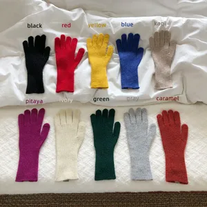 Guantes de lana de punto táctiles de invierno cálidos coloridos guantes de moda para mujer