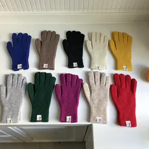 Guanti touch invernali in maglia multicolore set per donna usura calda quotidiana