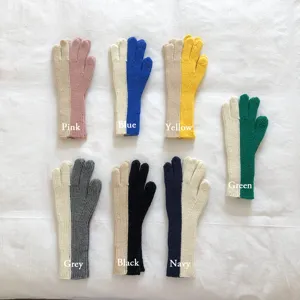 Women split color knit gloves winter warm wool touch screen gloves fashion knitwear apparel