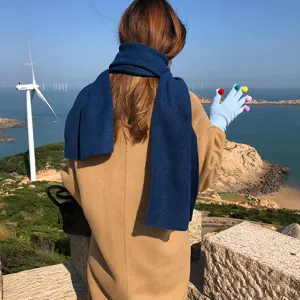 Solid color wool basic winter scarf soft warm cozy wrap for women and men daily stylish wear