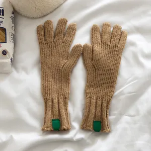 Guantes de punto cálidos de invierno para mujer, guantes de lana de color sólido, estilo acogedor.