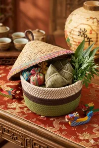 Cotton rope woven storage basket with lid straw gift box for festival holiday packaging.
