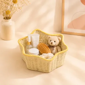 Noorse stervormige handgeweven opbergmand bureau organizer esthetische decoratie doos