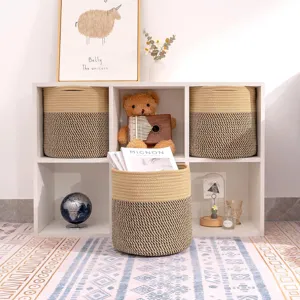 Panier de rangement tissé en corde de coton corbeille à linge organisateur de jouets pour la maison