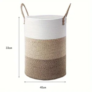 Panier de rangement en corde de coton corbeille a linge avec poignees pour jouets.