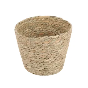 Natural seagrass woven flower pot rustic plant basket home decor storage container pot